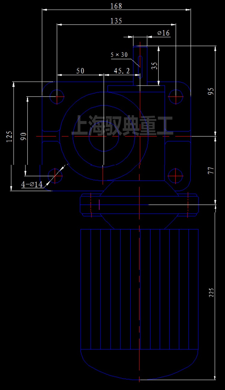 丝杆升降机SWL2.5T-1A-71B5-0.37KW安装尺寸CAD图