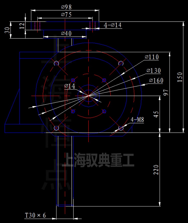 丝杆升降机SWLD2.5-1A-II法兰型CAD图纸